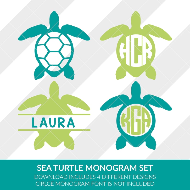 Download Sea Turtle Monogram Frames Svg Eps Dxf Studio3 Png Jpg Etsy