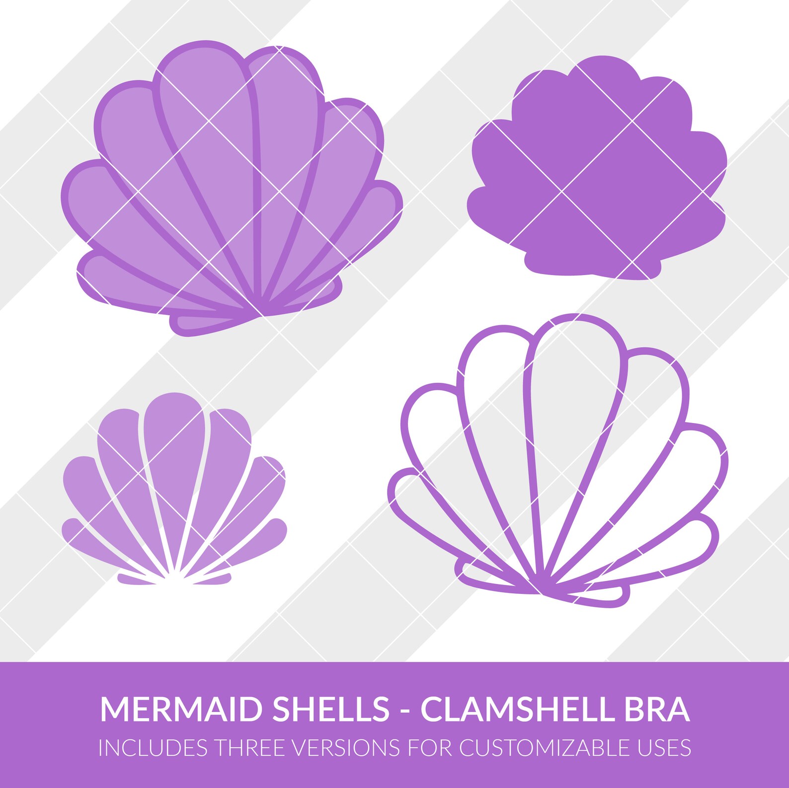Mermaid Shells Clamshell Bra SVG EPS DXF Silhouette Studio | Etsy