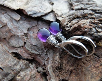 Amethyst drop & dangle earrings, beautifully shaped Amethyst teardrop stones, finished with sterling silver, leverbacks.