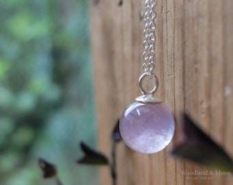 Lavender amethyst sterling silver chain necklace with spring clasp. 16, 18 inch, (boho / indie) (natural gemstone)