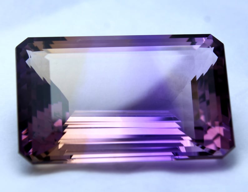 Excellent Octagon 53.30 Ct 30 x 20 mm Purple and White Ametrine African Natural Gemstone Making Jewelry Good