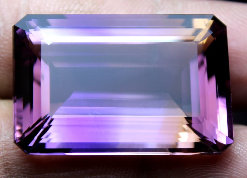 Excellent Octagon 53.30 Ct 30 x 20 mm Purple and White Ametrine African Natural Gemstone Making Jewelry Good
