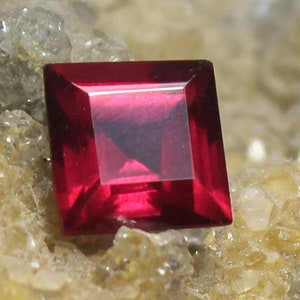 1.55 Carat Faceted Square Ruby Lite Gemstone: Dark Pink Loose Stone