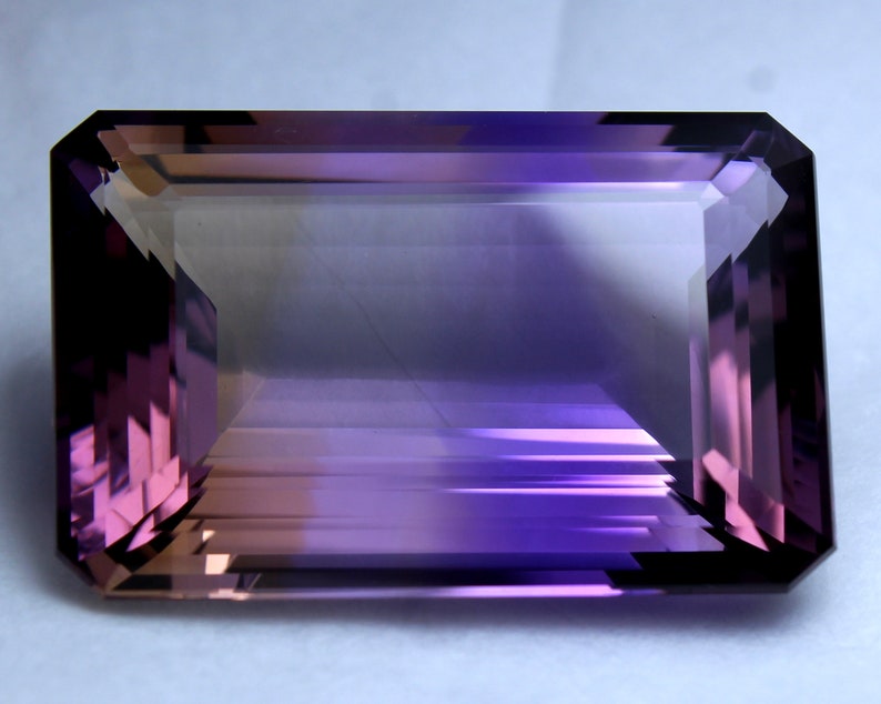Excellent Octagon 53.30 Ct 30 x 20 mm Purple and White Ametrine African Natural Gemstone Making Jewelry Good