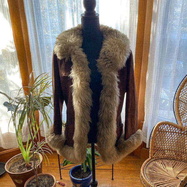 Vintage 70s **Penny Lane** Abrigo de corte de piel de ñada