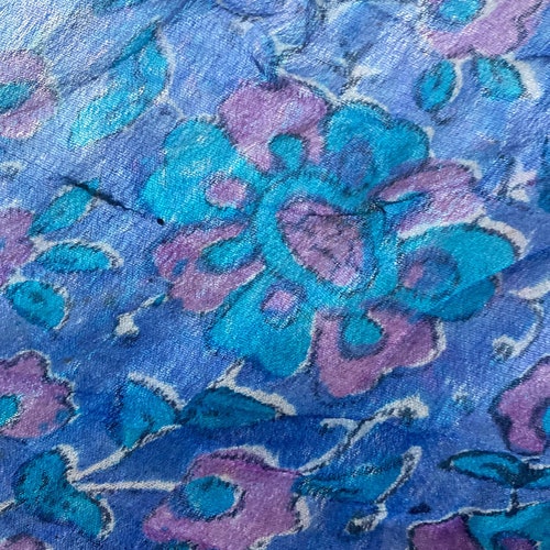 Vintage 70s ZodiAC India Silk shops Gauze Block Print Dress