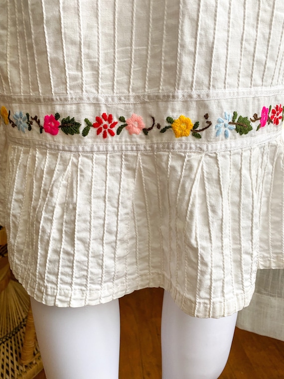 Vintage 70s White Cotton Oaxacan Mexican Pintuck … - image 10