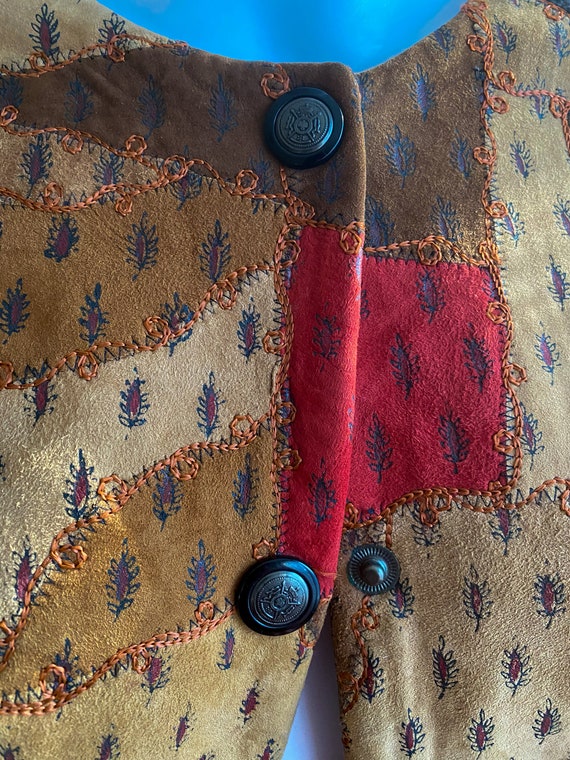 Vintage Papillon India Leather Suede Jacket| Patc… - image 7