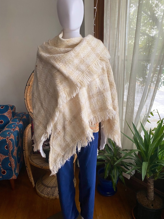 VTG 70s *Tapestries Ireland* Fringed Wool Poncho|… - image 2