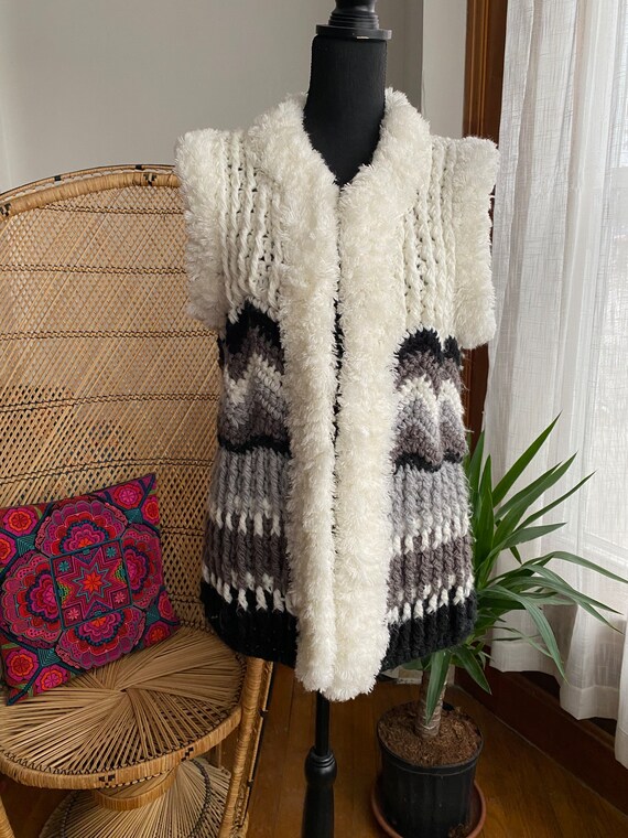Vintage 70s Chunky Knit Sweater|Fuzzy Shaggy| Pen… - image 2