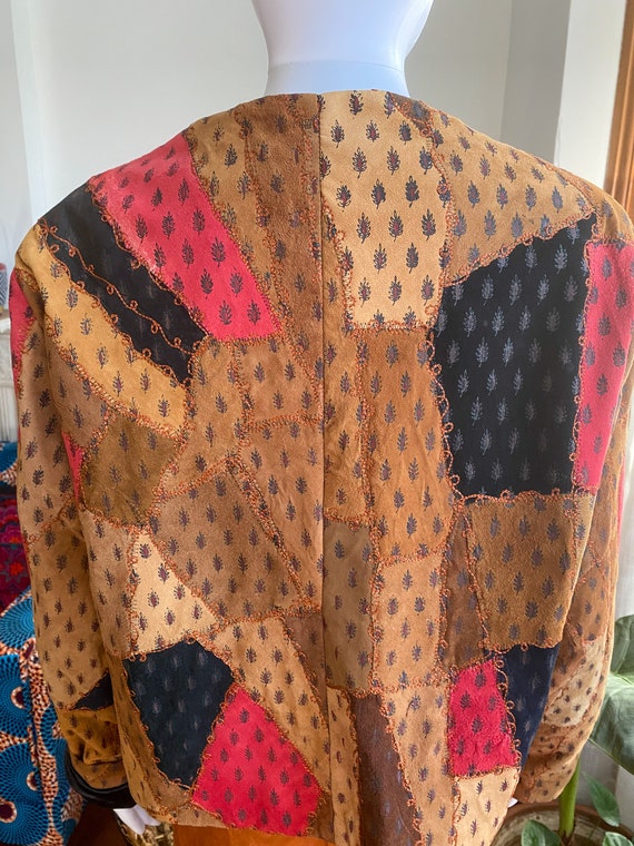 Vintage Papillon India Leather Suede Jacket| Patc… - image 8