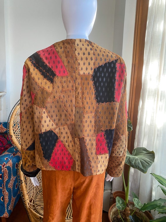 Vintage Papillon India Leather Suede Jacket| Patc… - image 9