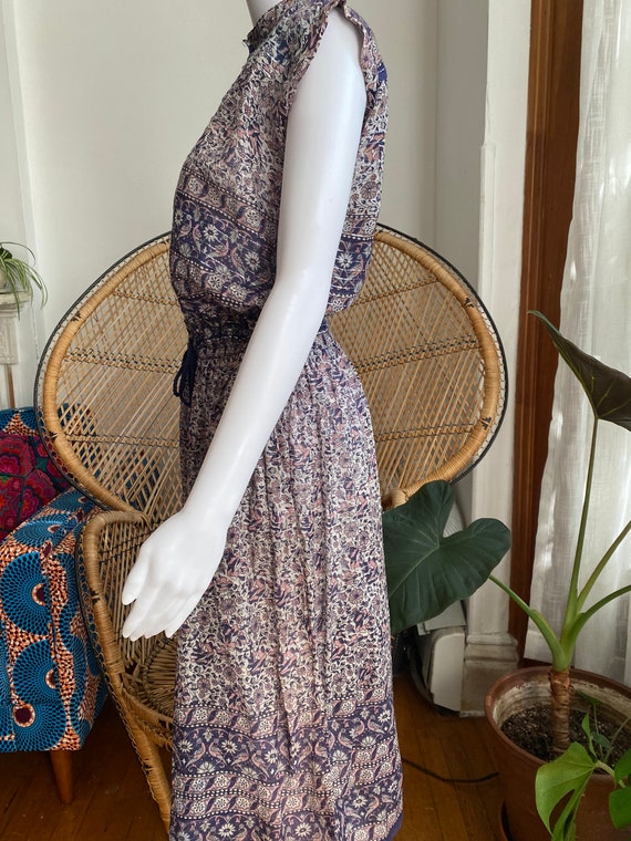 Vintage 1970s Indian Cotton Gauze Dress|Indigo Bl… - image 7