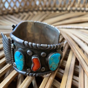 Vintage 70er Jahre .925 Sterling Silber Navajo Lederarmband // Indianer // Boho Schmuck // Mid Century // Geschenk für Sie