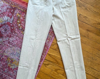 Vintage 80s Burberrys of London Designer Wool Cream Slacks
