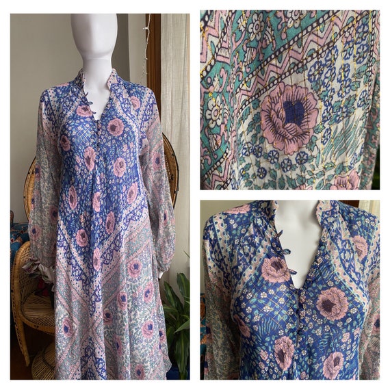 Vintage 70s Adini Sultana Maxi| Indian Cotton Gau… - image 1