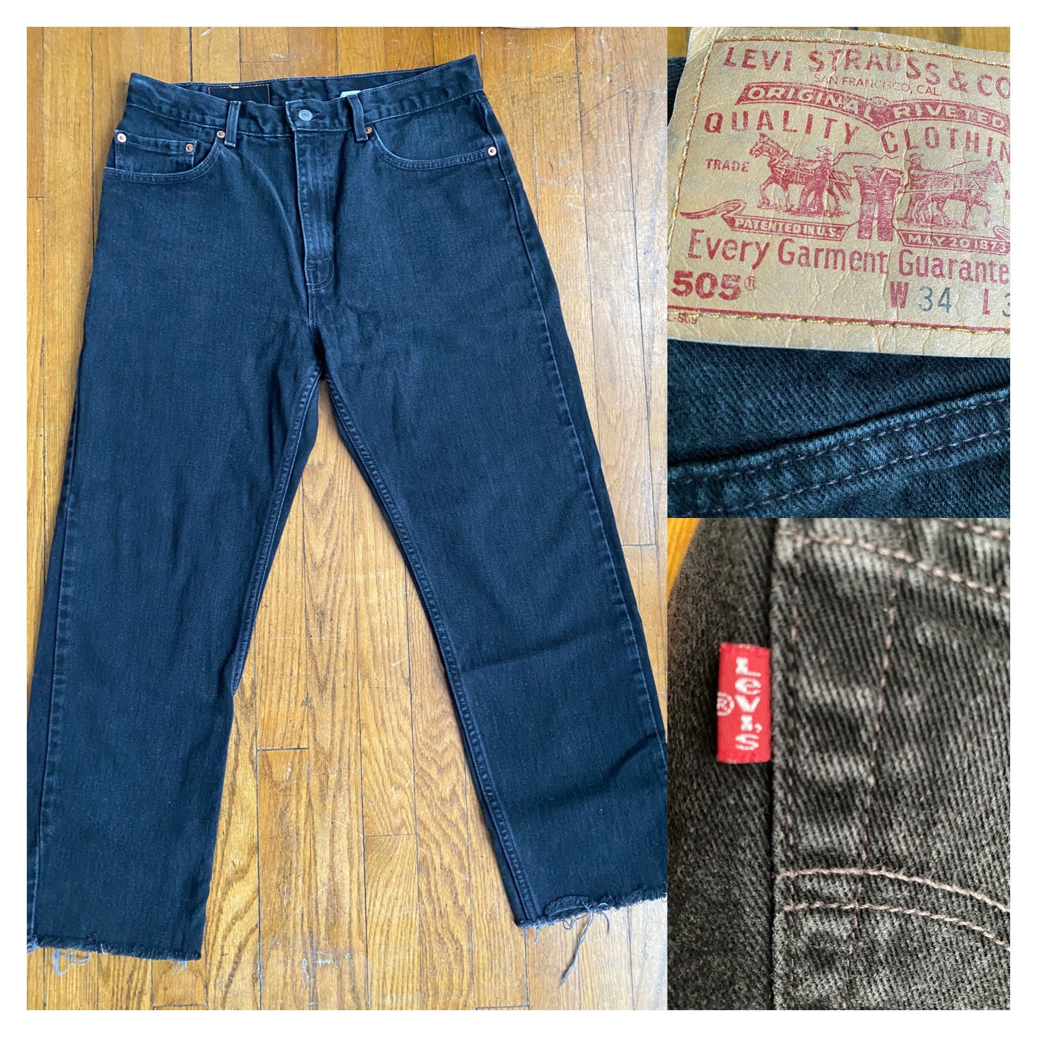 VTG 90s LEVI'S 505 Red Tab Faded Black Women's Jeans