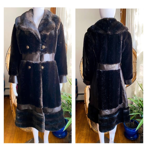 Vintage 70s Penny Lane Leather Trim and Faux Fur … - image 1