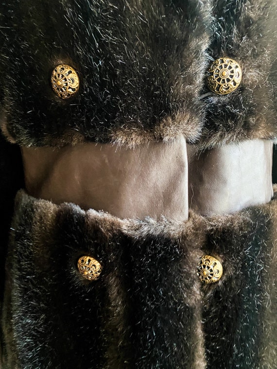 Vintage 70s Penny Lane Leather Trim and Faux Fur … - image 4