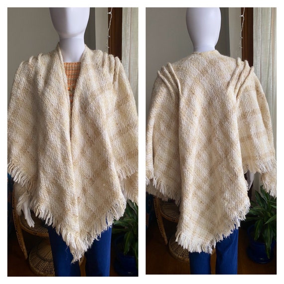 VTG 70s *Tapestries Ireland* Fringed Wool Poncho|… - image 1