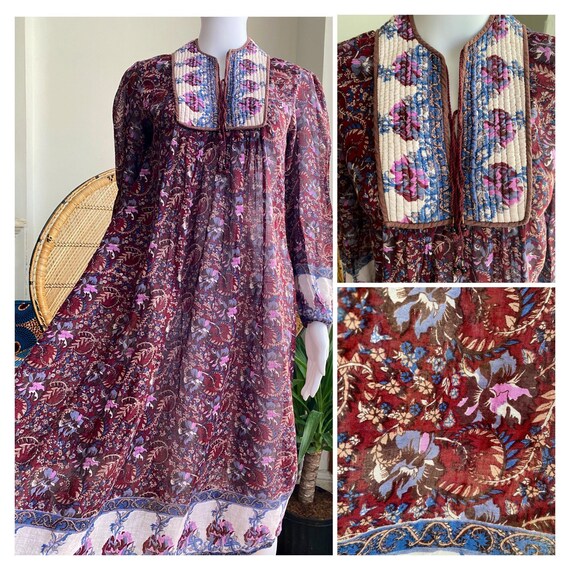ワンピース 70s Floral Cotton Gauze Dress 70s Floral Cotton Gauze Dress