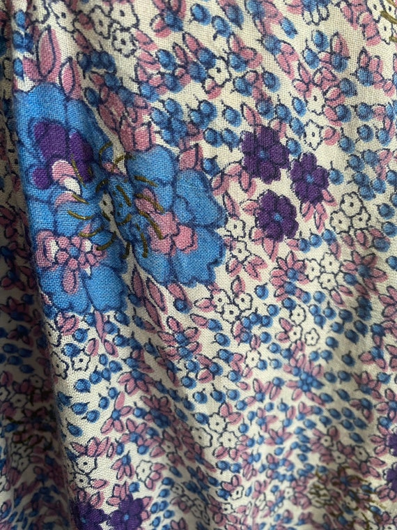 Vintage 70s Kaiser Indian Cotton Purple Pink Flor… - image 6