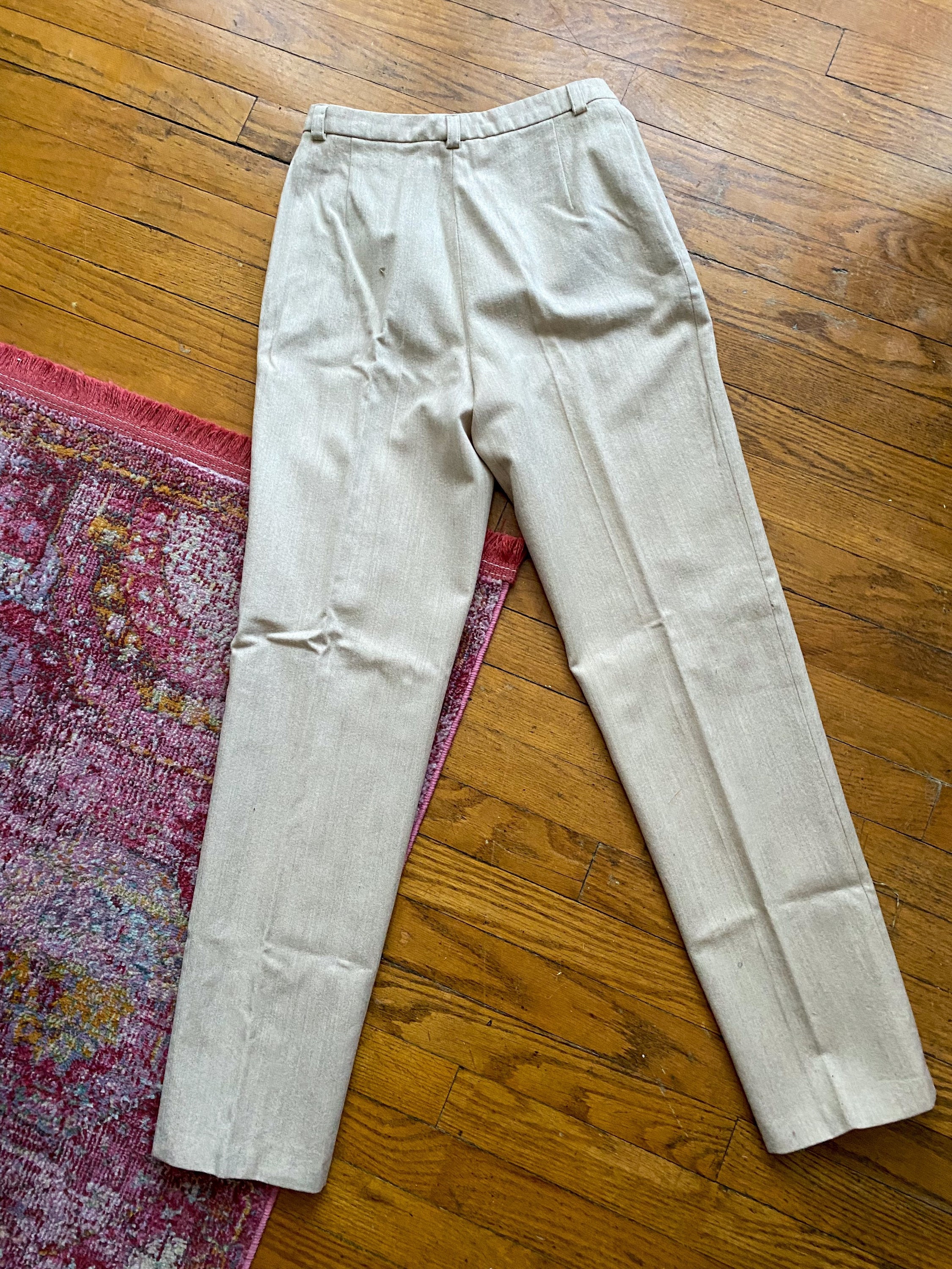 Vintage 80s Burberrys of London Designer Wool Cream Slacks