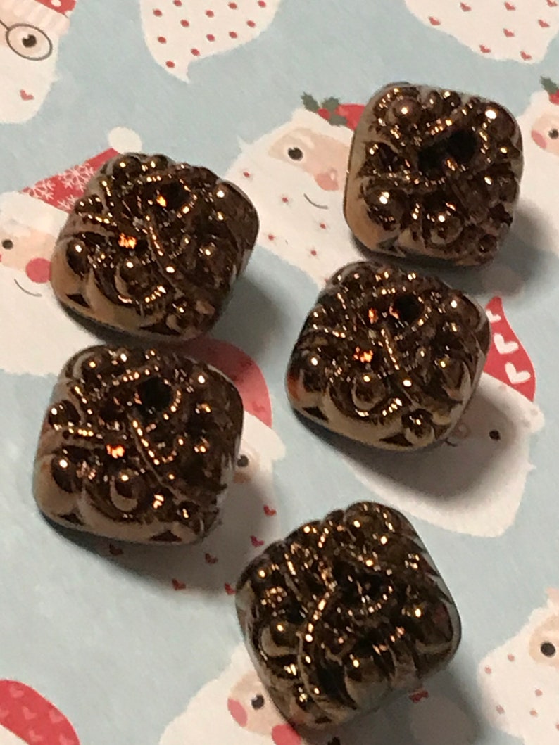 113 old copper-colored collectors glass buttons 16.5 mm 5 square glass buttons