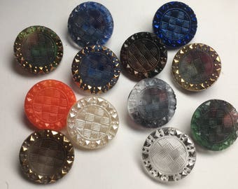 12 beautiful old collector / glass buttons - Art Nouveau knobs - 12 colours (109)