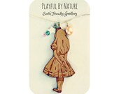 Sustainable wood necklace. Eco necklace. Alice in wonderland necklace