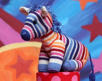 Rainbow Zebra NORA knitting pattern