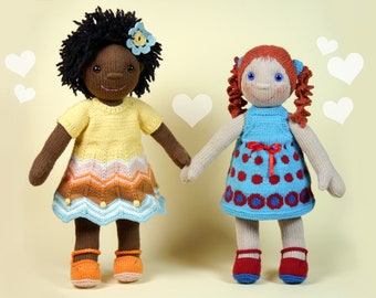 Summer-Girls, knitting pattern set for doll and summer dresses