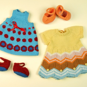 Summer dress and shoes for dolls, knitting pattern