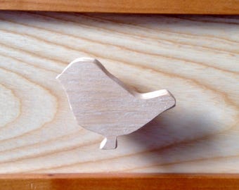 Drawer button or hook theme bird natural wood