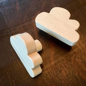 Natural wood cloud theme drawer knob (Fir) / can be used as a coat hook*