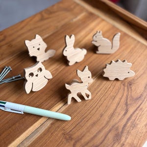 Handmade Solid Oak Drawer Knobs – Woodland Animal Pulls – Nursery Dresser & Cabinet Handles – Montessori Wood Decor