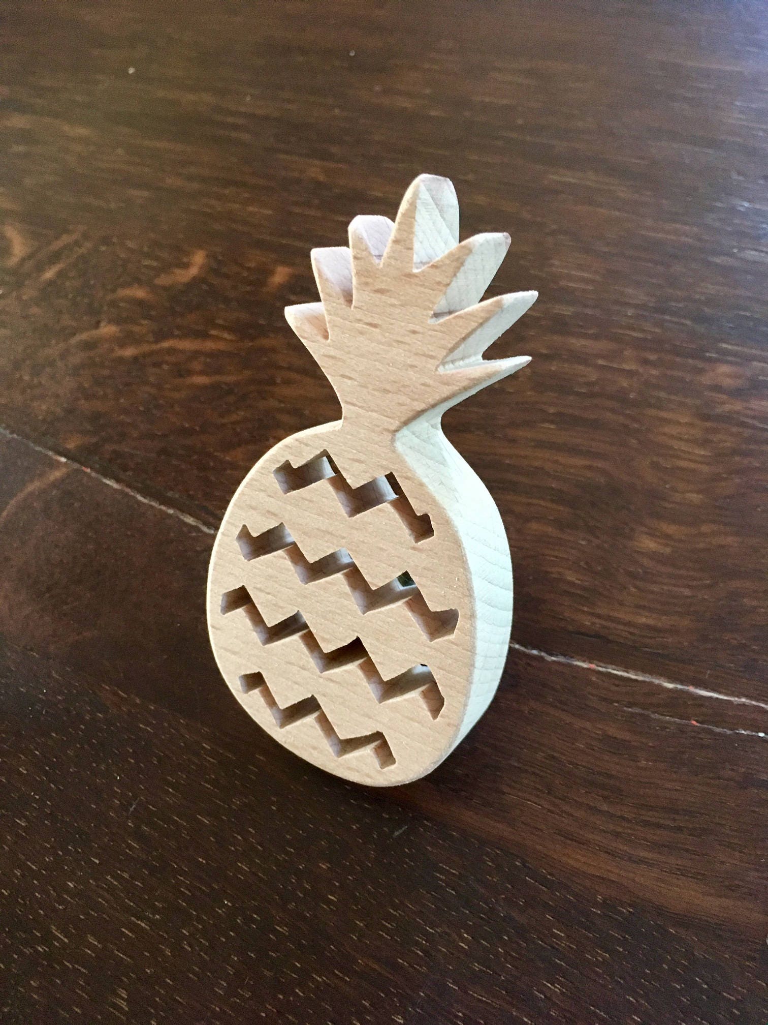 Bouton de Tiroir ou Patère Motif Ananas Bois Naturel