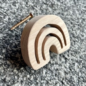 Pomo de cajón arcoíris en madera natural (roble) para personalizar muebles / se puede utilizar como perchero*