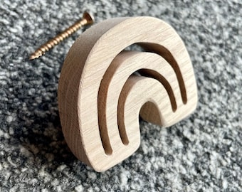 Natural wood Rainbow theme drawer knob (oak) / can be used as a coat hook*