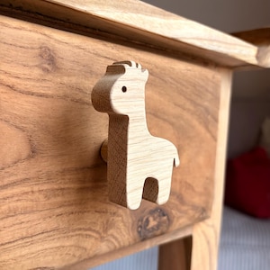 Giraffe Jungle Safari ladeknop naturel hout (eiken) / decoratie make-over meubel kind babykamer / te gebruiken als kapstok*