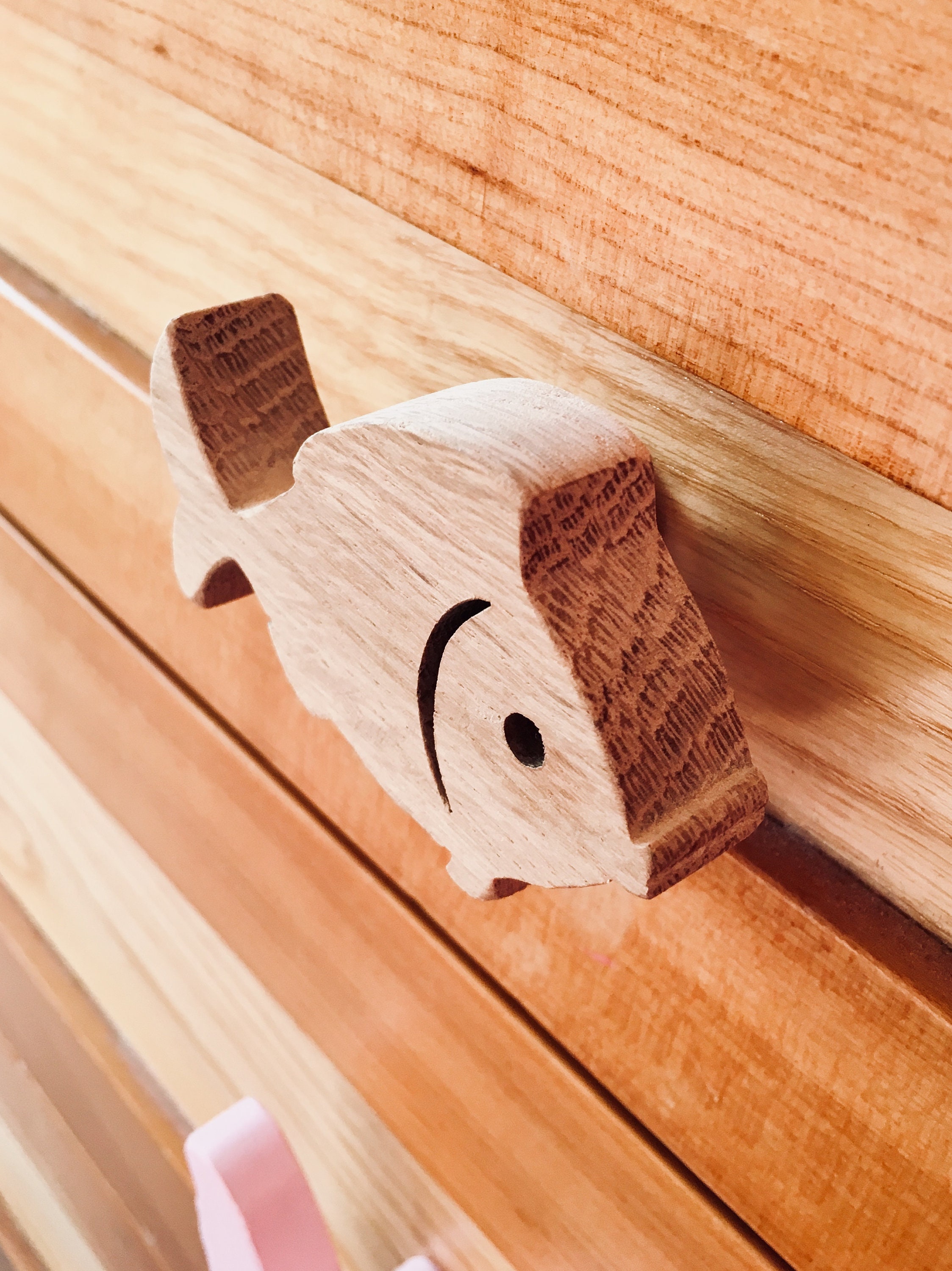 Bouton de Tiroir ou Patère Thème Poisson Bois Naturel