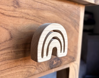 Rainbow drawer knob natural wood (oak) / decoration for redesigning furniture in children's or baby's room / can be used as a coat hook*
