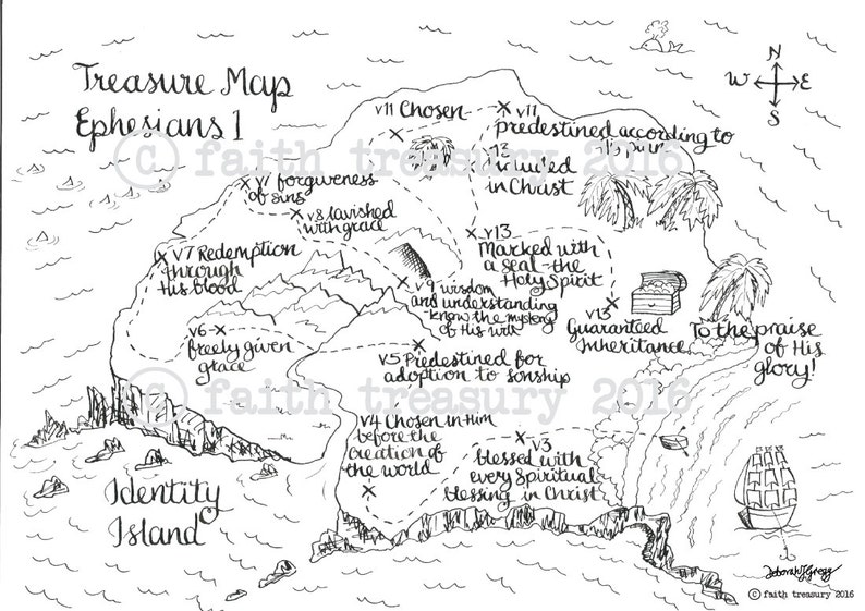 Treasure Map Ephesians 1 Printable Bible Art Bible Etsy UK