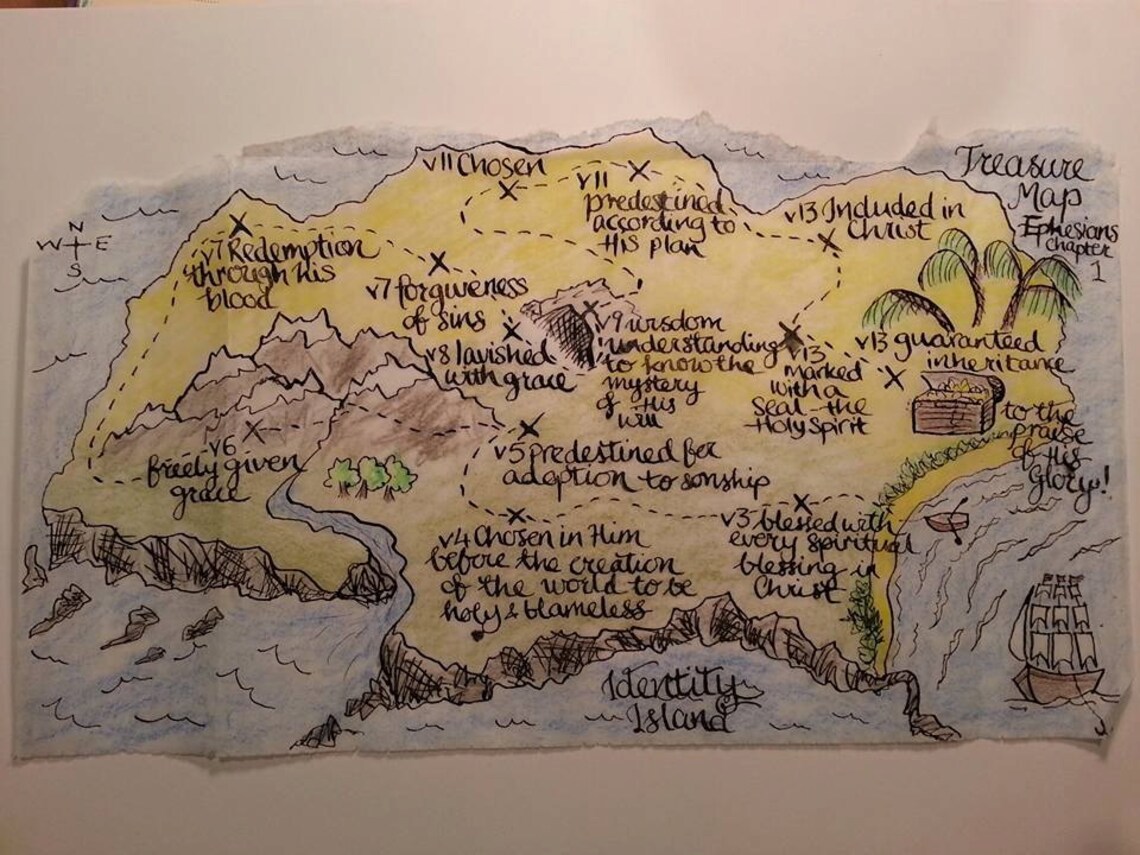 Treasure Map Ephesians 1 Printable Bible Art Bible Etsy