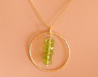 gold natural peridot necklace