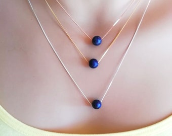 lapis lazuli ketting voor dames, lapis gouden choker, december geboortesteen