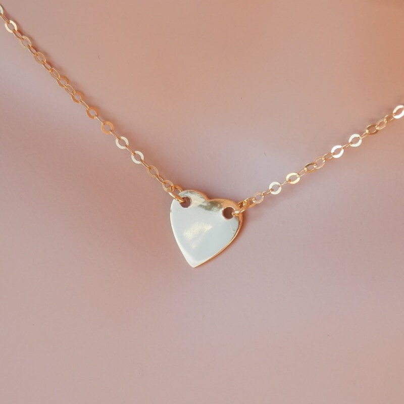 Short Heart Necklace In Gold Plate