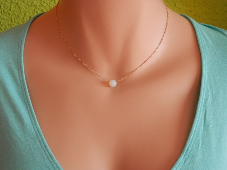 Bridesmaid gift Dainty gold necklace Dainty opalite Necklace moonstone necklace gold dainty opalite choker moonstone choker opalite jewelry image 5