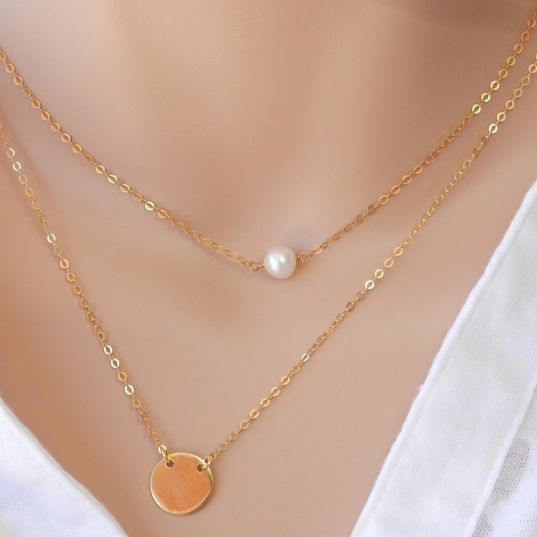 collier de perles blanches, perle d’eau douce, perle unique, perle non flottante, collier de tous les jours