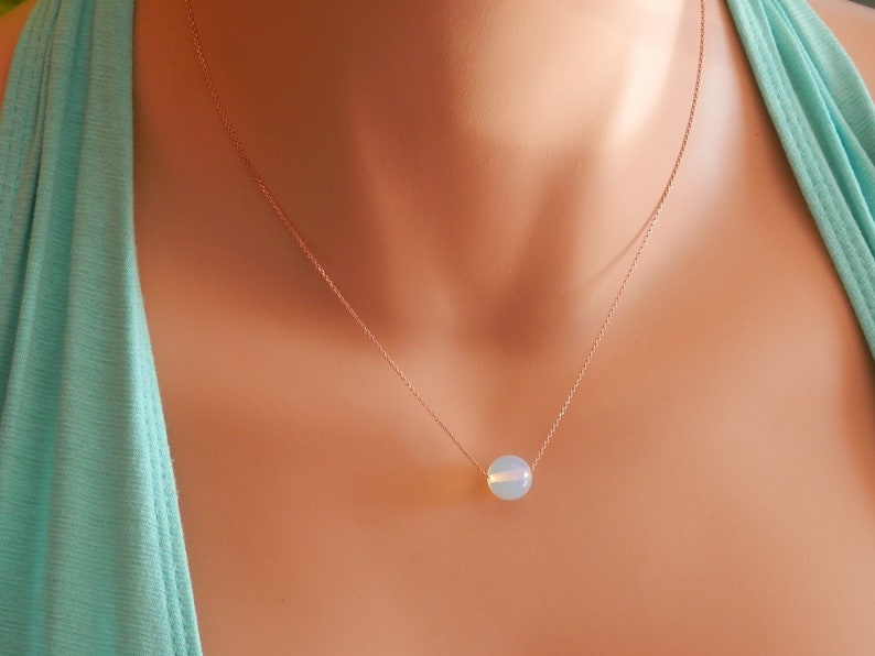 Bridesmaid gift Dainty gold necklace Dainty opalite Necklace moonstone necklace gold dainty opalite choker moonstone choker opalite jewelry image 8